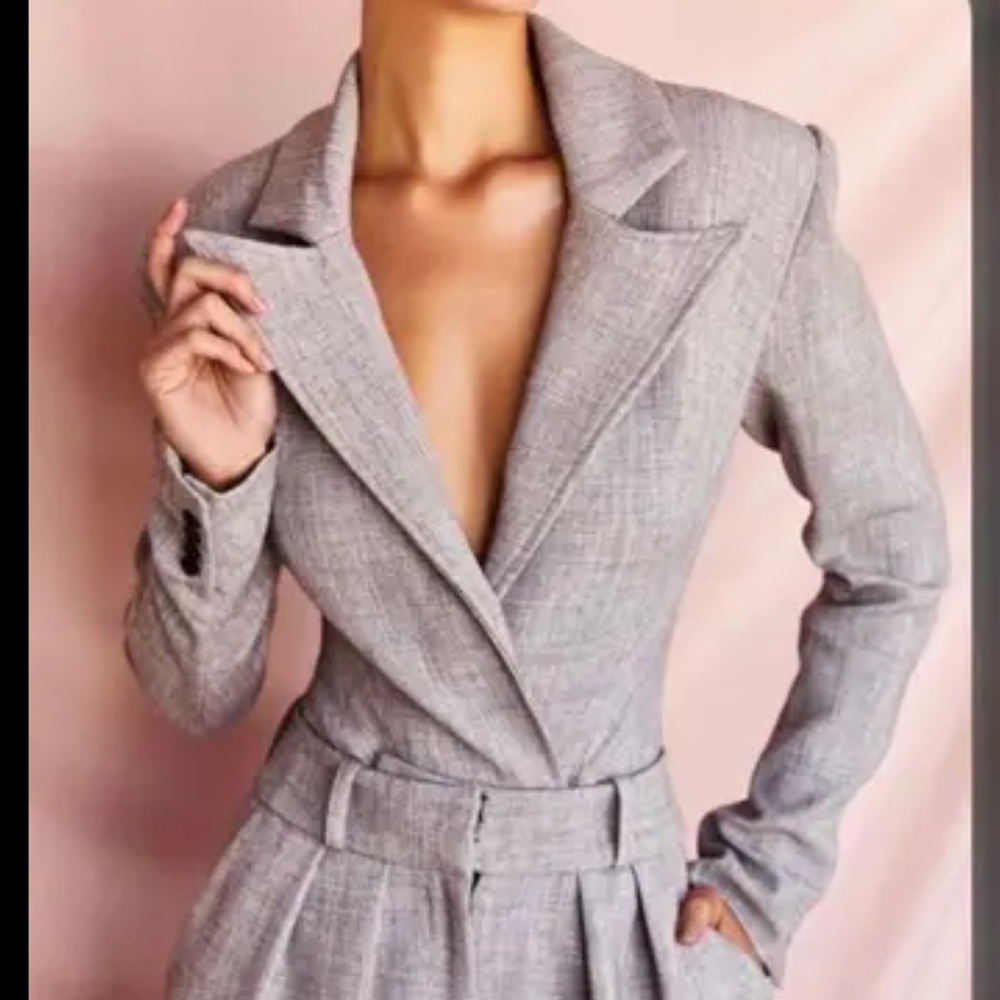 House of CB Sophisticated Gray Blazer Bodysuit